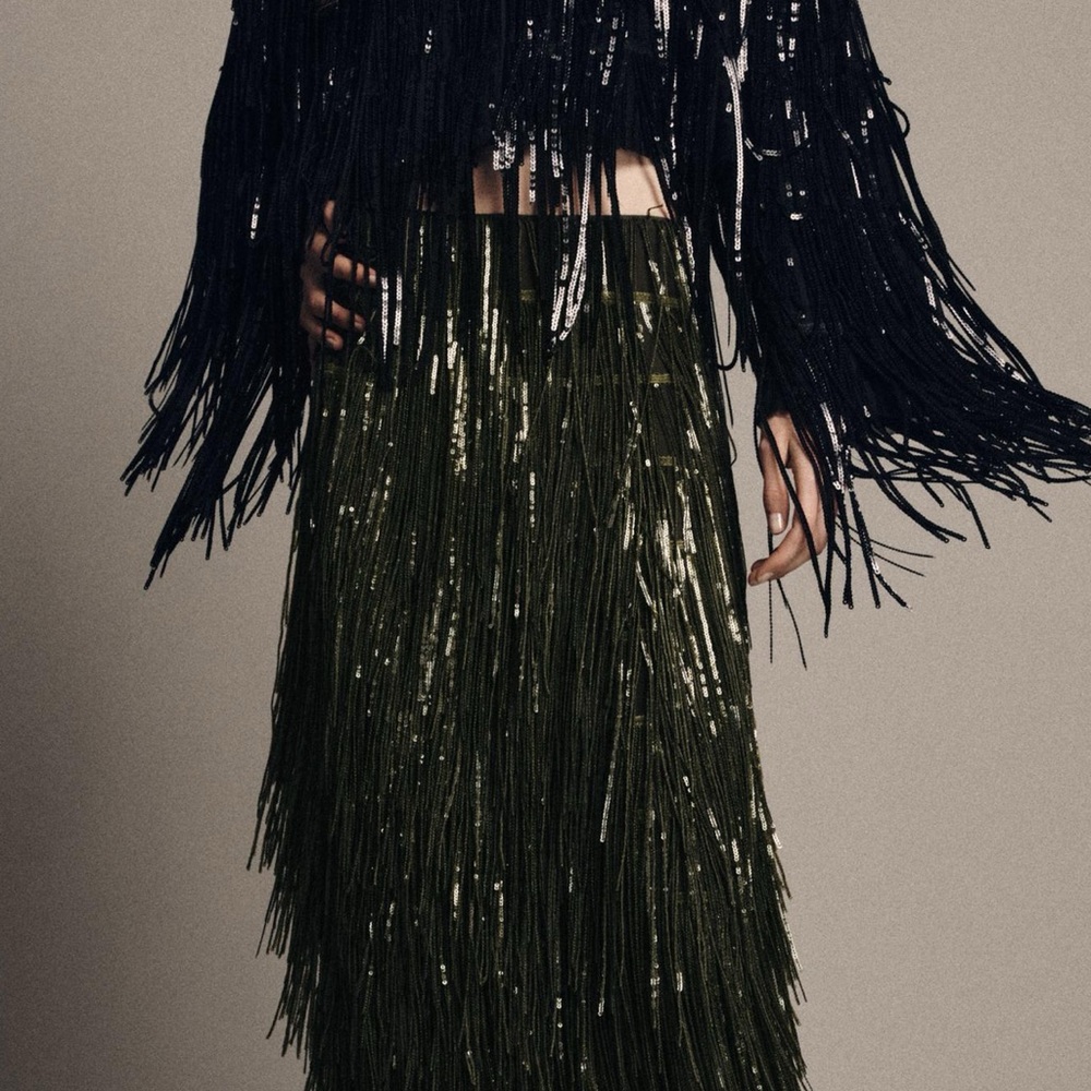 ZARA ZW COLLECTION LIMITED EDITION SEQUIN FRINGE SKIRT